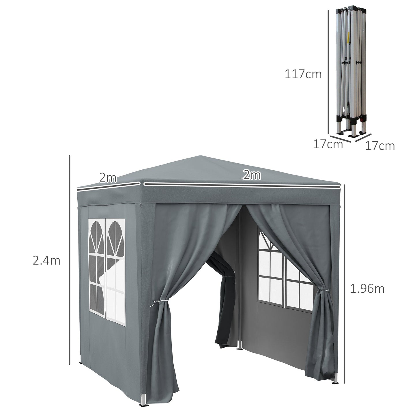 Outsunny 2m x 2m Pop Up Gazebo - Black, Grey, White, Blue, Green or Brown - Clara Shade Sails - Outsunny - Brown -