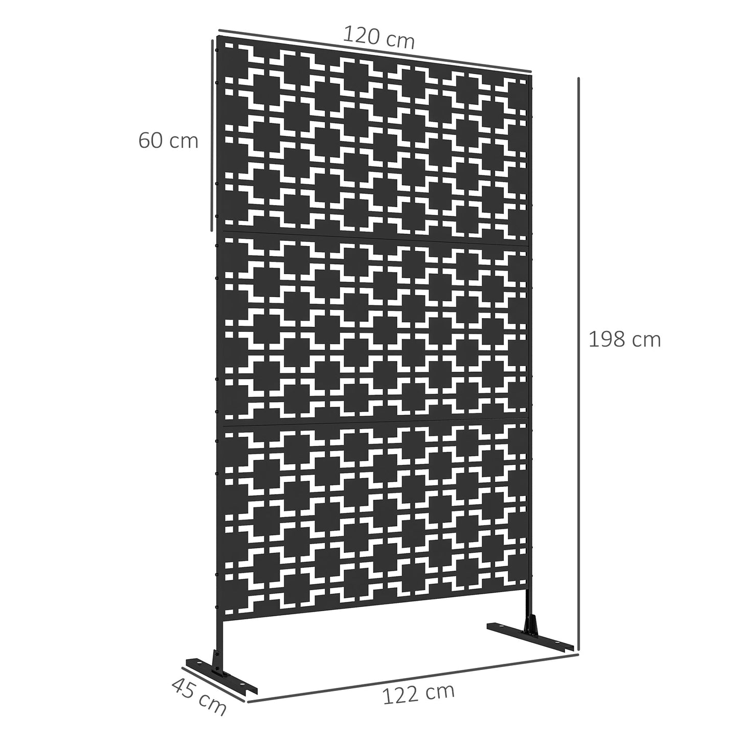 Outsunny Decorative Black Metal Garden Privacy Screen, Geometric - Clara Shade Sails - Outsunny -