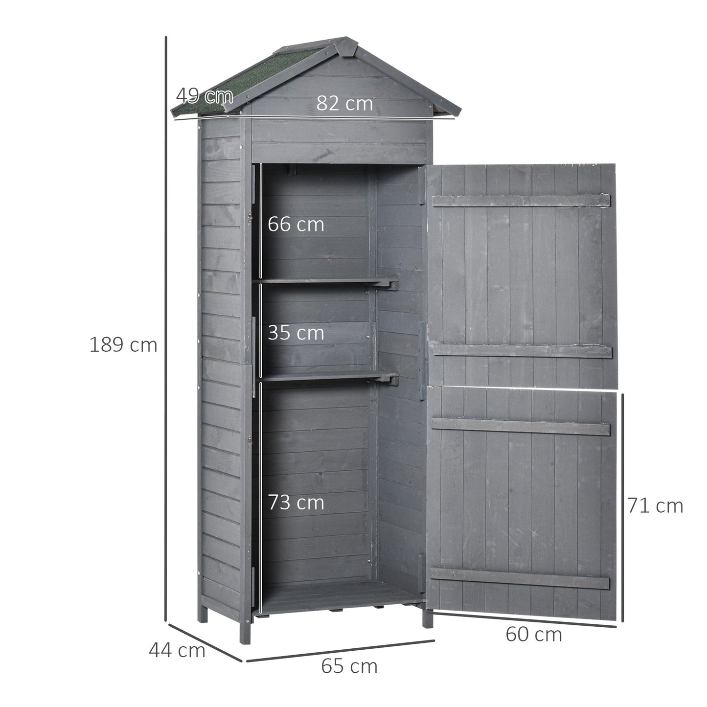 Outsunny Wooden 2 Door Garden Shed - Natural Wood or Grey - Clara Shade Sails - Outsunny - Natural Wood -