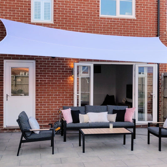 Rectangle 4m x 5m - Clara Sun Shade Sail White Waterproof Patio Garden Canopy Awning - Clara Shade Sails - Clara Shade Sails -