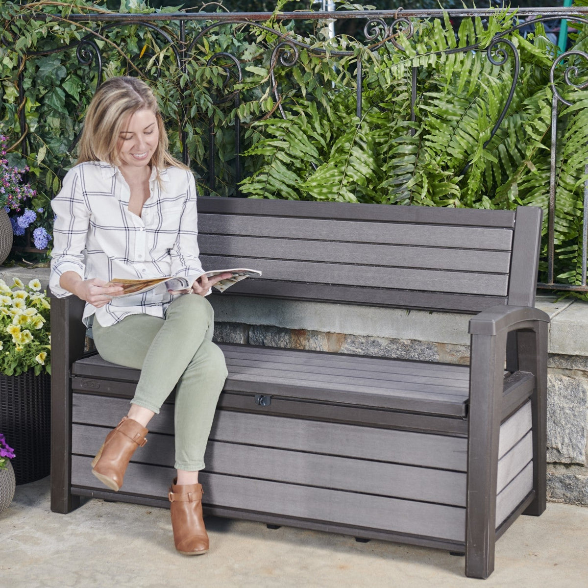 Wood effect sales garden bench