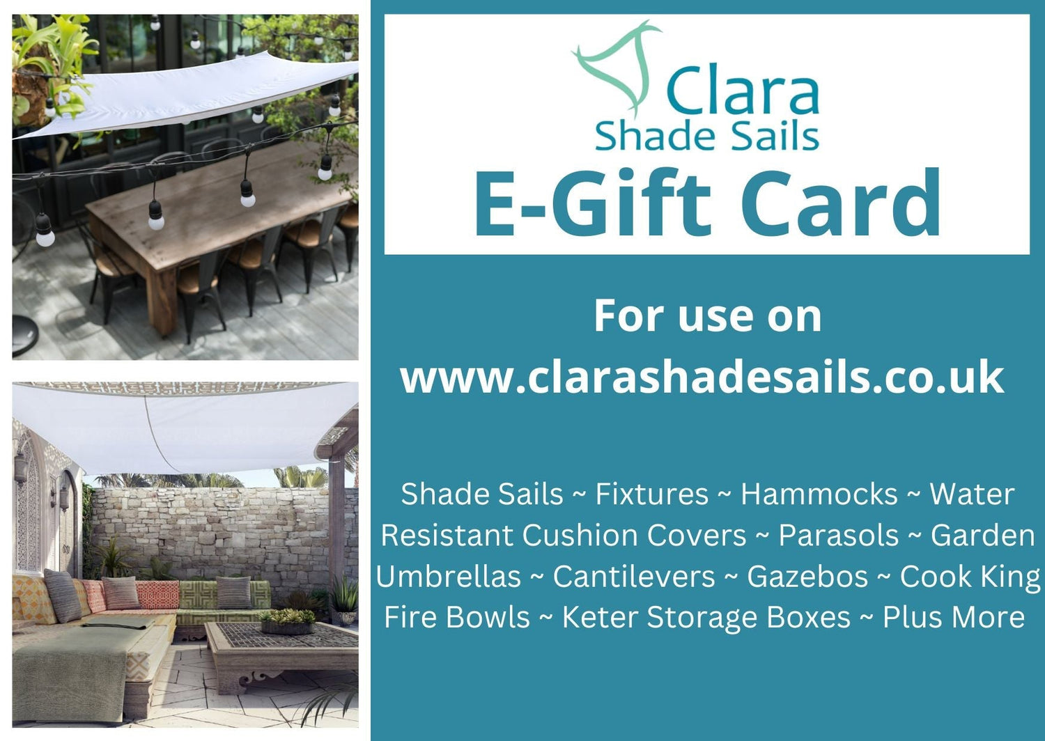 Clara Shade Sails E-Gift Card - Clara Shade Sails