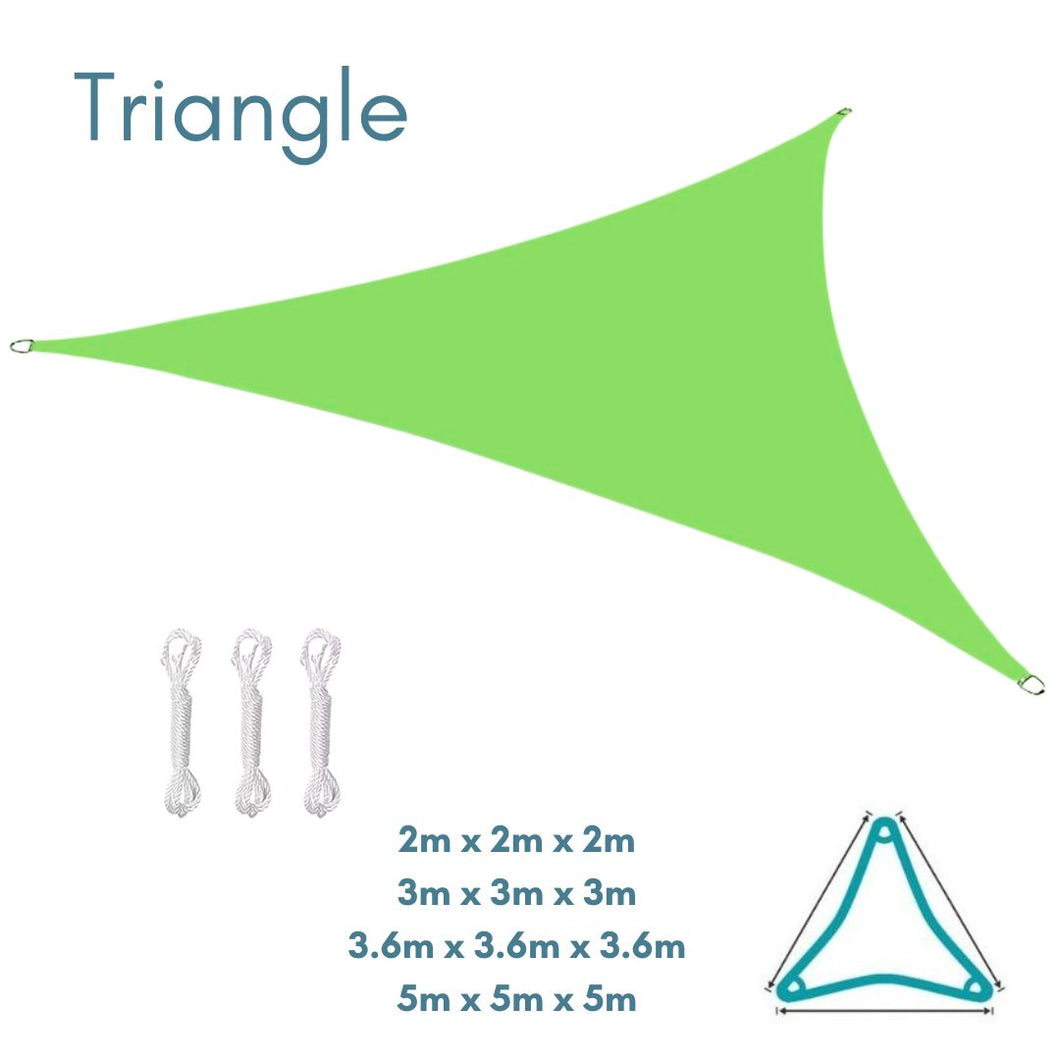 Equilateral Triangle Light Green - Sun Shade Sail - Water Resistant UV Garden Canopy Awning 2m 3m 3.6m 5m