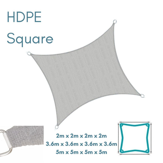 HDPE Square Grey - Sun Shade Sail - UV Garden Canopy Awning - 2m 3.6m 5m