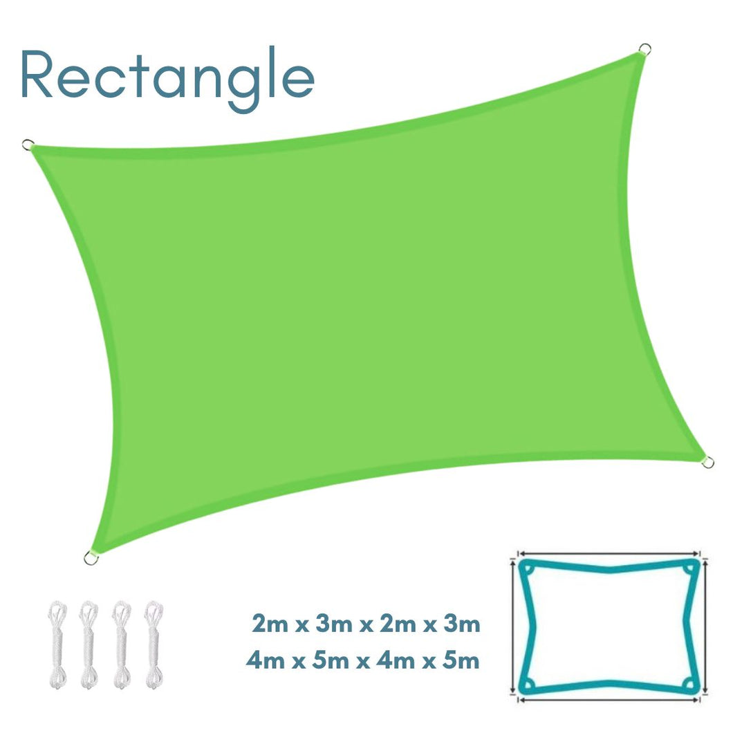 Rectangle Light Green Sun Shade Sail - Water Resistant UV Garden Canopy Awning 2m x 3m, 4m x 5m  Clara Shade Sails