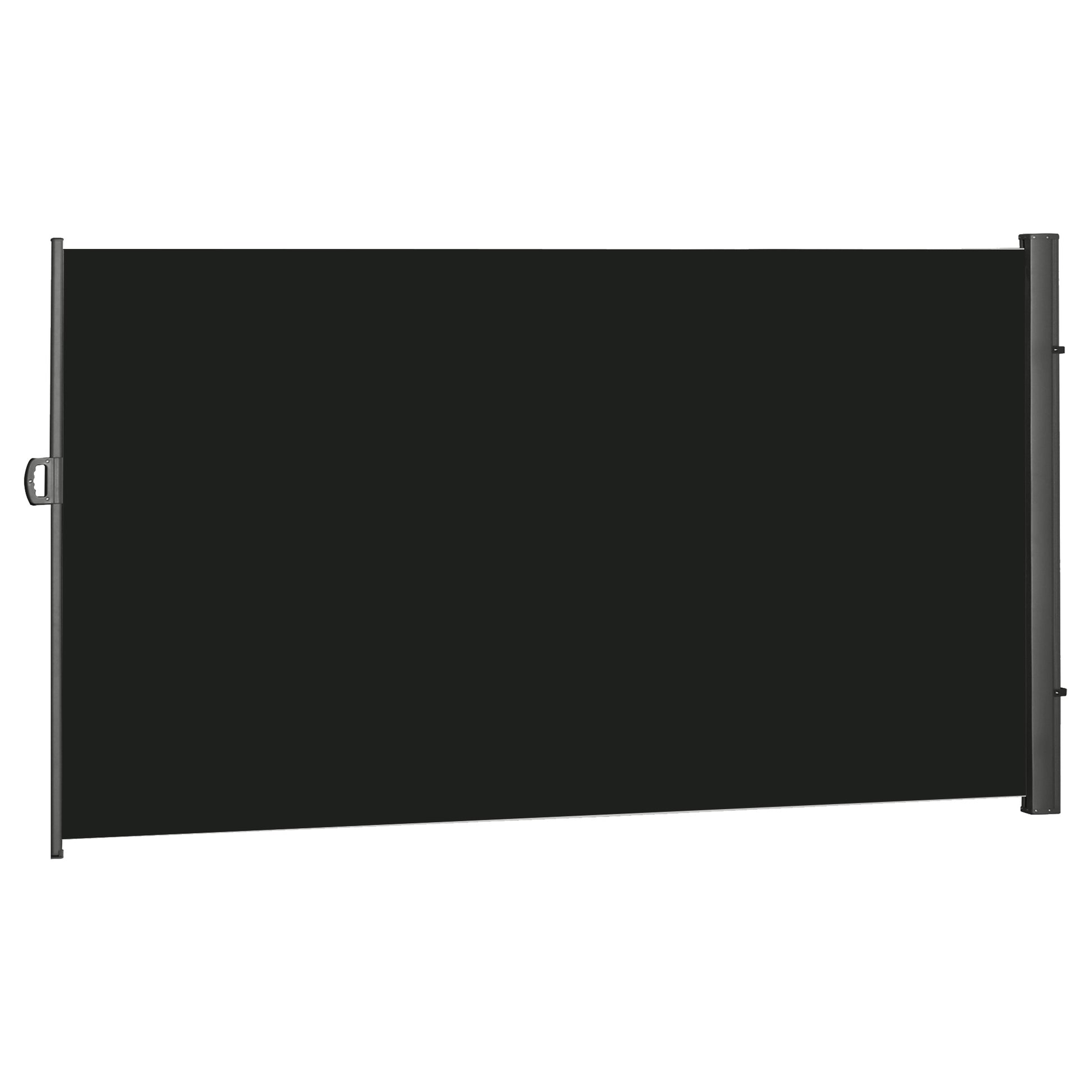 Outsunny Retractable Side Awning Privacy Screen, Black - 3m x 2m