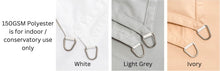 DIY Made to Measure Shade Sail Material Samples - Clara Shade Sails - Clara Shade Sails - 150GSM Polyester - Interior use only white, ivory, light grey