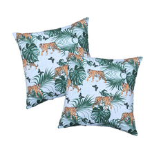 Set of 2 Water Resistant Garden Cushion Cover Scatter Pillow Cover Tropical Jungle Rainforest Tiger Clara Shade Sails