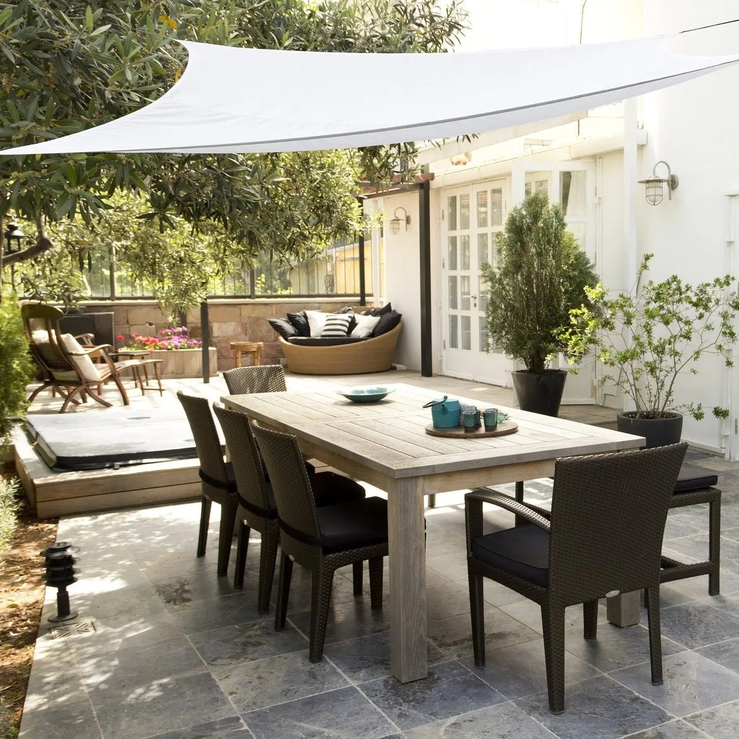 Equilateral Triangle 5m - Clara Sun Shade Sail - White Waterproof UV Garden Canopy Awning - Clara Shade Sails - Clara Shade Sails - 