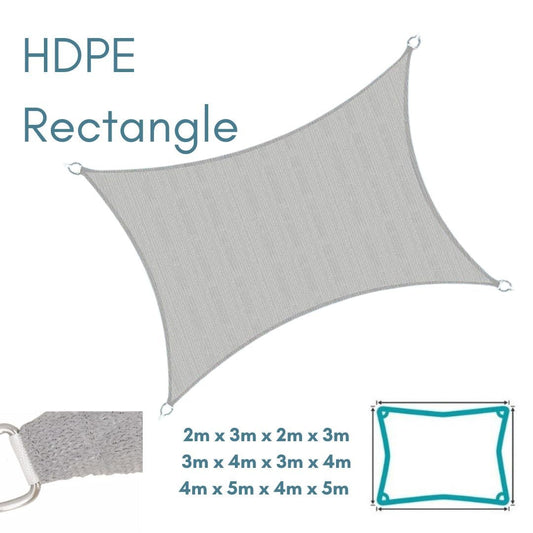 HDPE Rectangle Grey - Sun Shade Sail - UV Garden Canopy Awning - 2m x 3m, 3m x 4m, 4m x 5m - Clara Shade Sails - Clara Shade Sails - 2m x 3m - 
