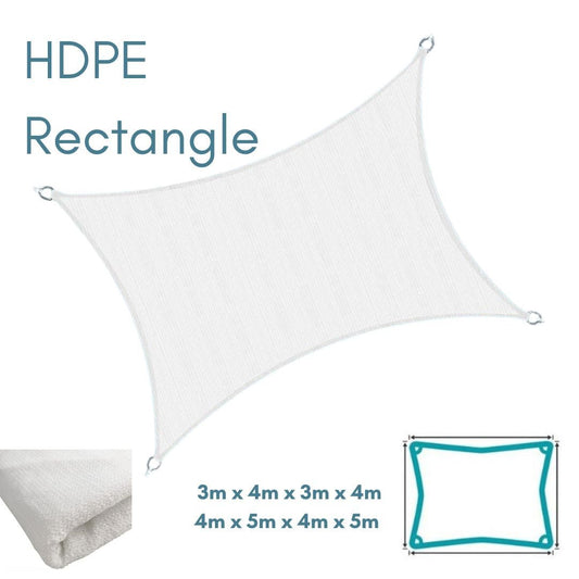HDPE Rectangle White - Sun Shade Sail - UV Garden Canopy Awning - 3m x 4m, 4m x 5m - Clara Shade Sails - Clara Shade Sails - 3m x 4m - 