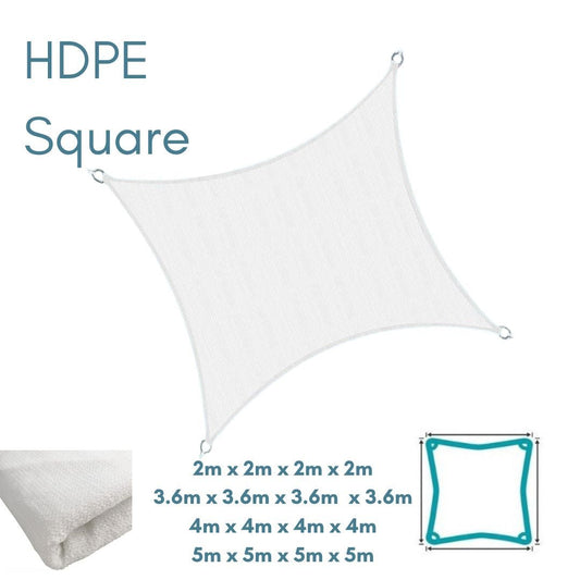 HDPE Square White - Sun Shade Sail - UV Garden Canopy Awning - 2m 3.6m 4m 5m - Clara Shade Sails - Clara Shade Sails - 2m - 