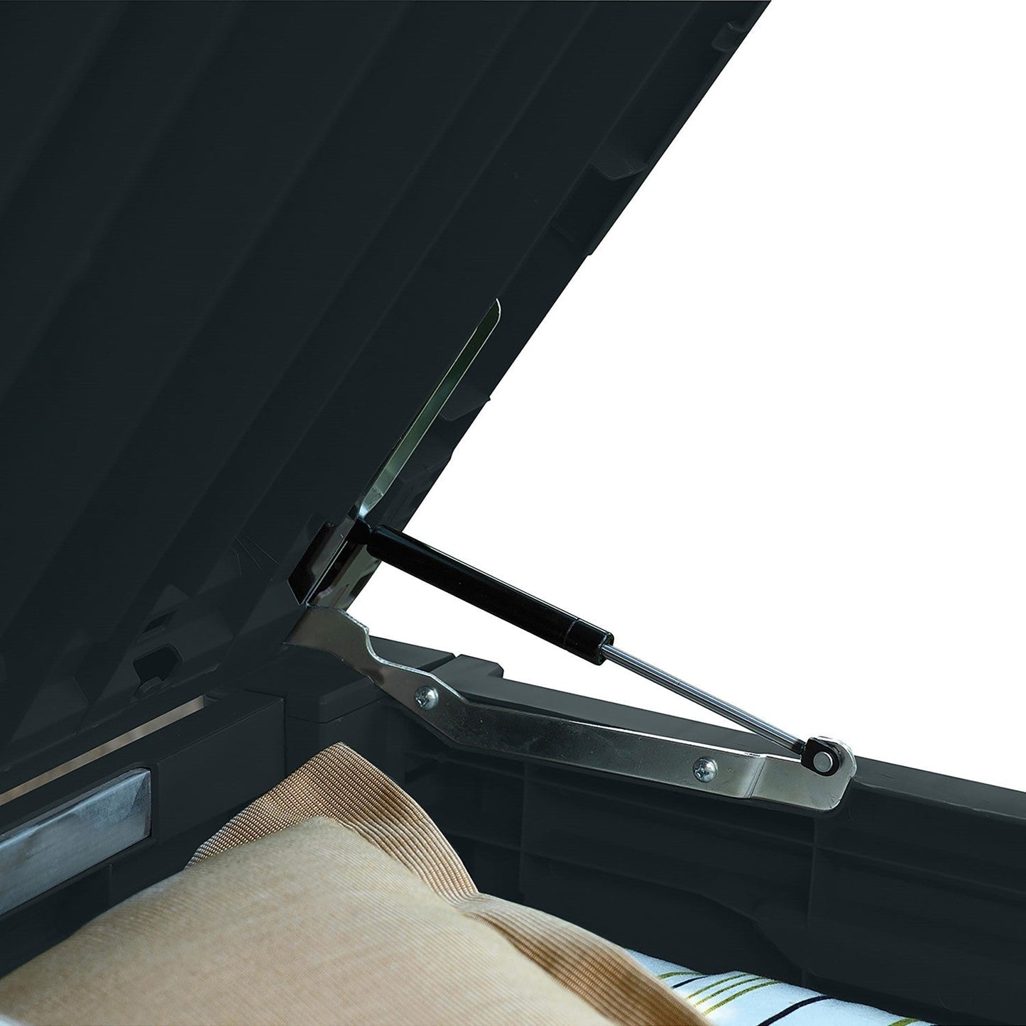 Keter - Rockwood Garden Storage Box Wood Effect 570L Anthracite - Clara Shade Sails
