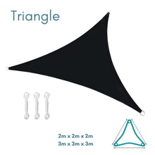 Nearly Perfect - Black Coloured Shade Sails Opened But Not Used - Clara Shade Sails - Clara Shade Sails - Equilateral Triangle - 2m x 2m x 2m - 