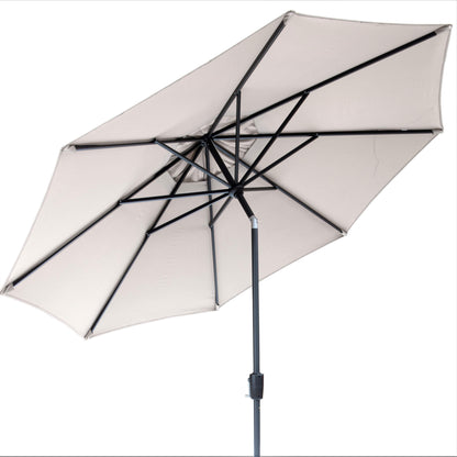 Norfolk Leisure Elizabeth Garden Parasol Umbrella Crank & Tilt Round Various Sizes - Clara Shade Sails - 2.2m - Light Grey -
