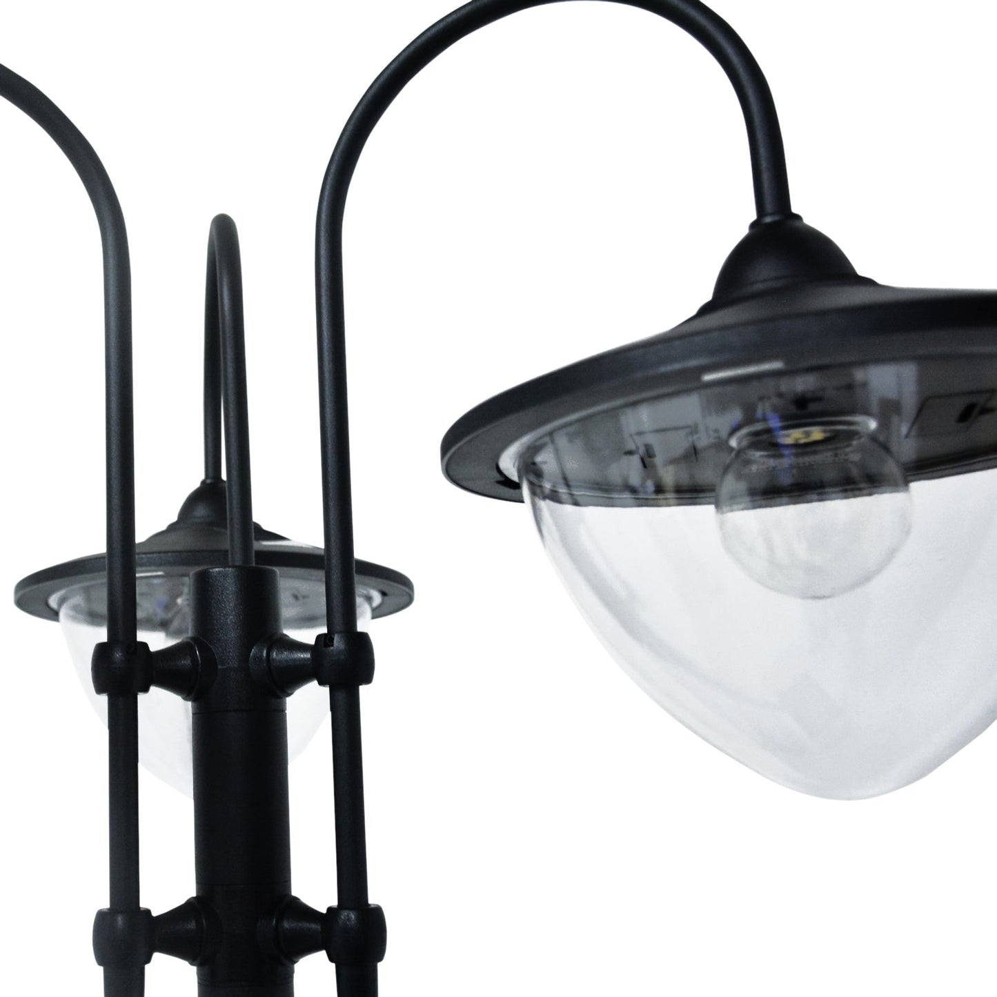 Outsunny 189cm 3 - Head Solar Lamp Post with Planter – Black - Clara Shade Sails - Outsunny - 