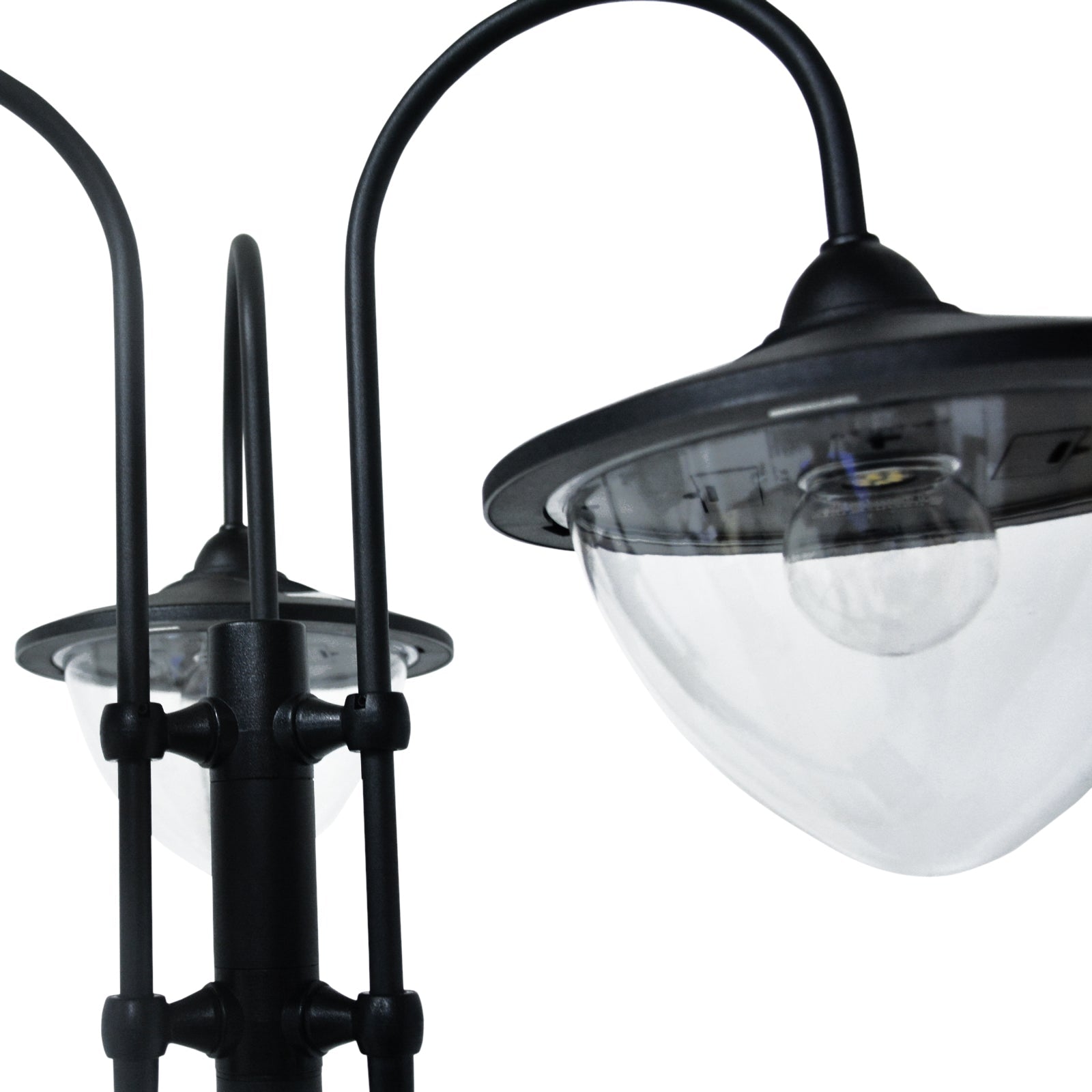 Outsunny 189cm 3 - Head Solar Lamp Post with Planter – Black - Clara Shade Sails - Outsunny - 