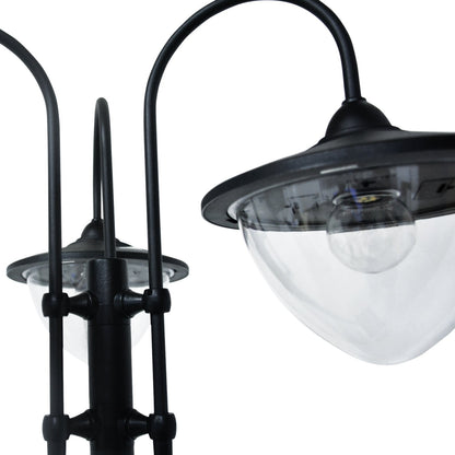Outsunny 189cm 3 - Head Solar Lamp Post with Planter – Black - Clara Shade Sails - Outsunny - 