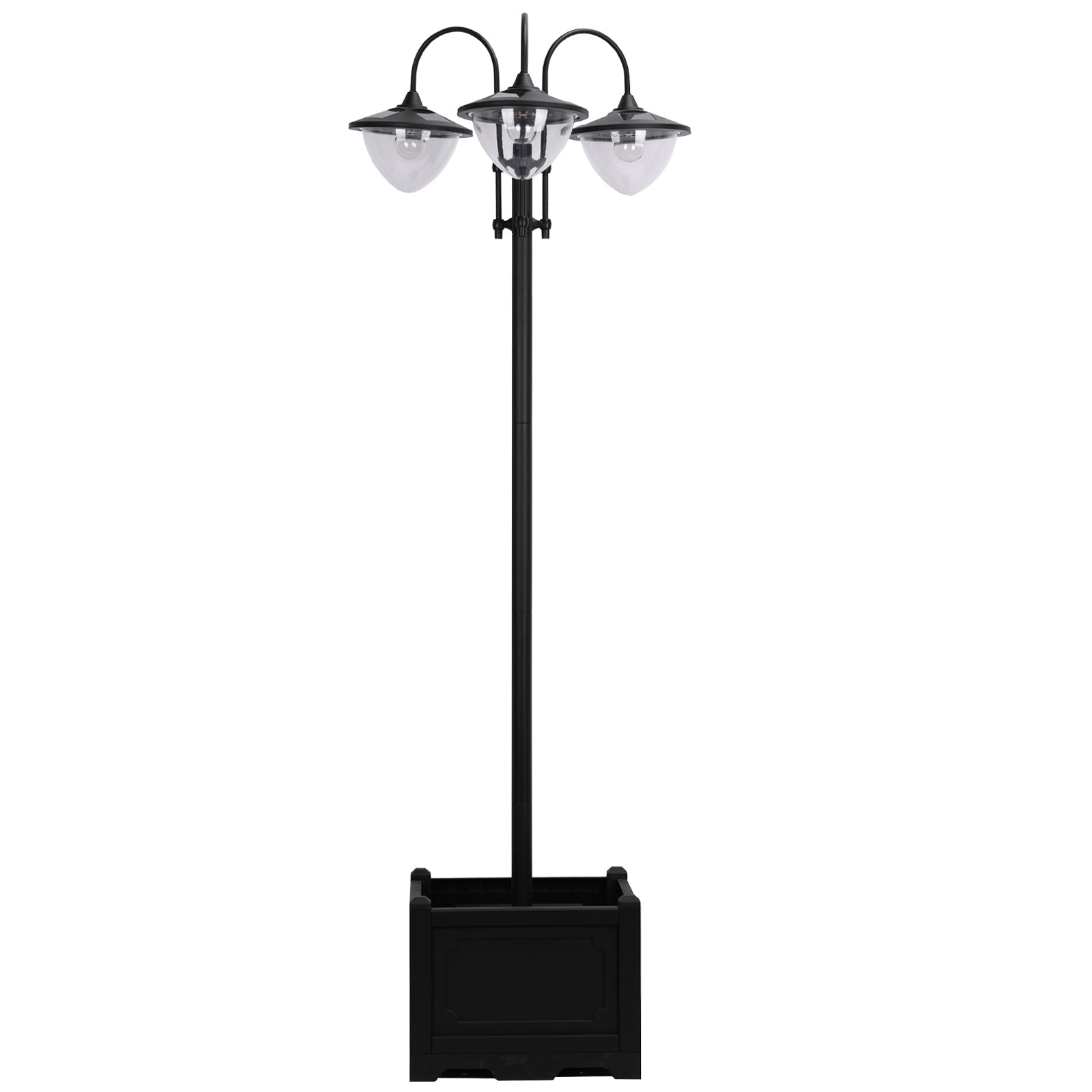 Outsunny 3-Head Solar Lamp Post with Planter | 189cm Garden Light ...