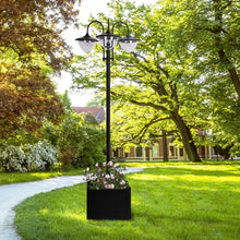 Outsunny 189cm 3 - Head Solar Lamp Post with Planter – Black - Clara Shade Sails - Outsunny - 