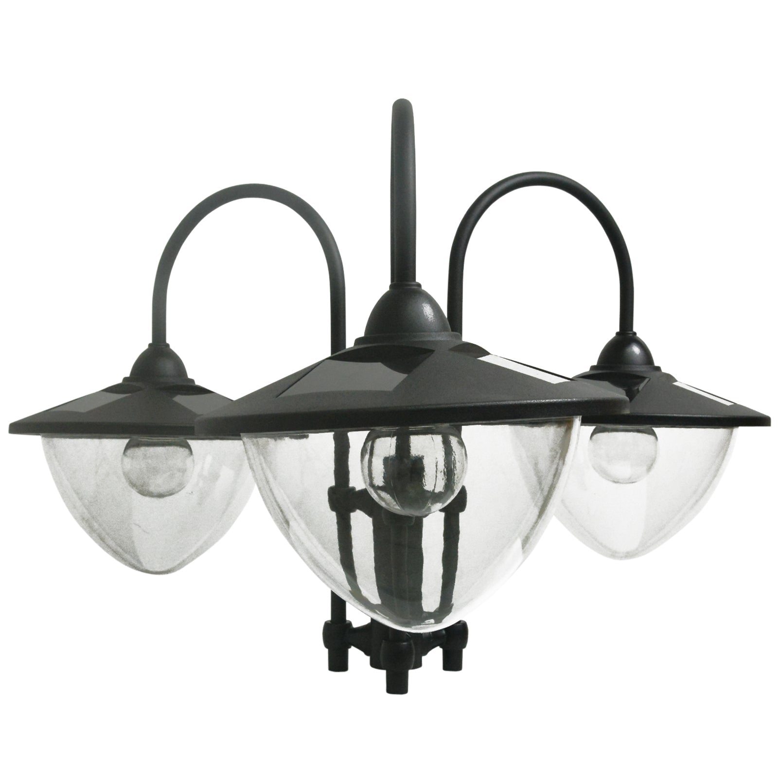 Outsunny 189cm 3 - Head Solar Lamp Post with Planter – Black - Clara Shade Sails - Outsunny - 