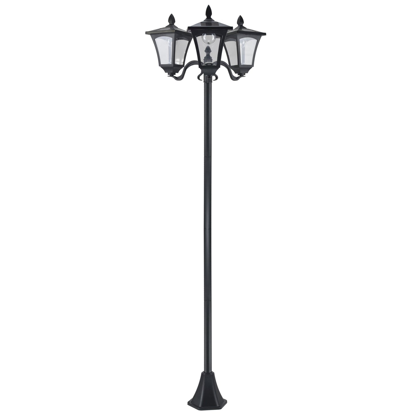 Outsunny 1.8m Traditional Victorian Style 3 - Way Solar Garden Lamp Post – Black - Clara Shade Sails - Outsunny - 