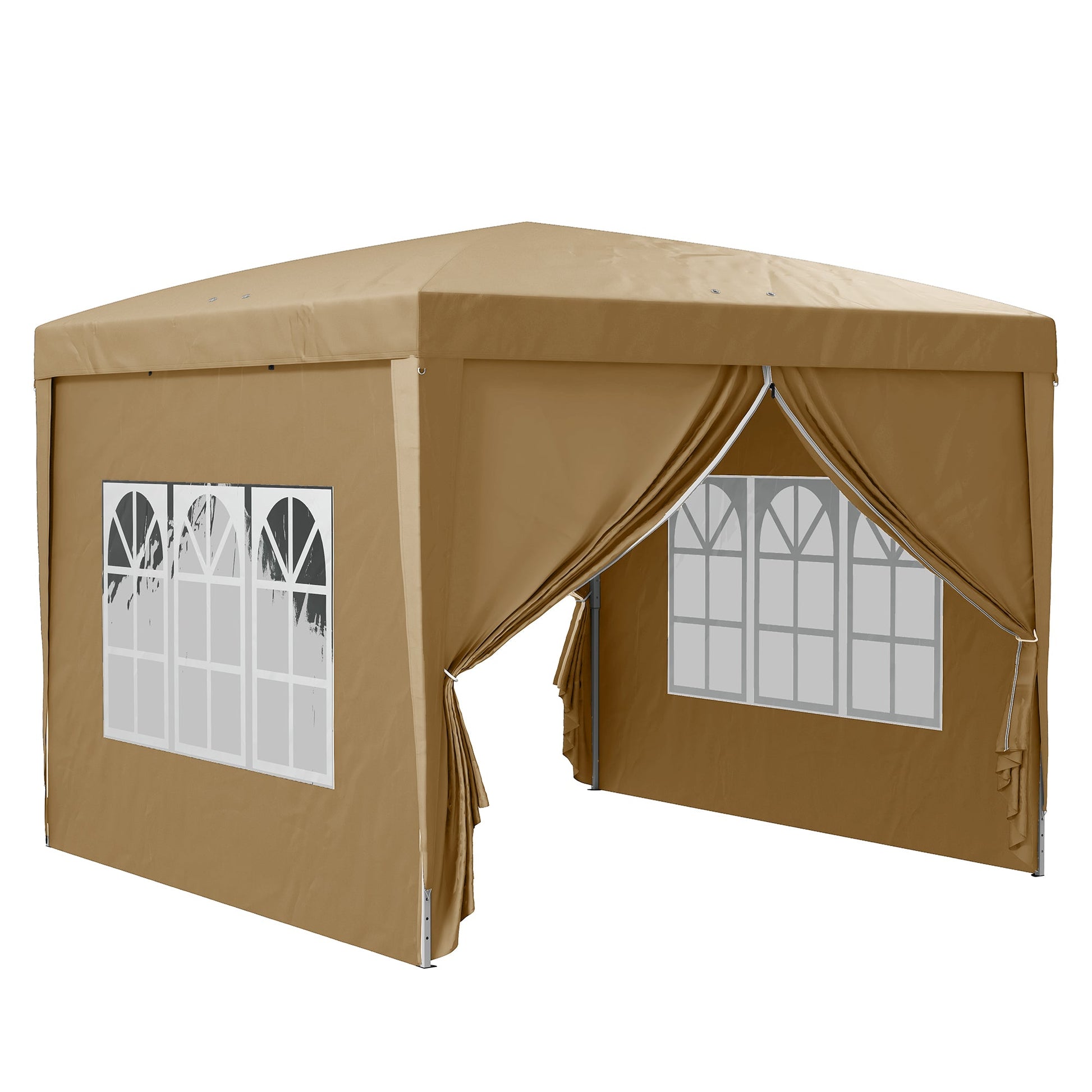 Outsunny 3m x 3m Pop Up Gazebo - Black, Grey, White, Blue, Green, Brown, Khaki - Clara Shade Sails - Outsunny - Khaki - 