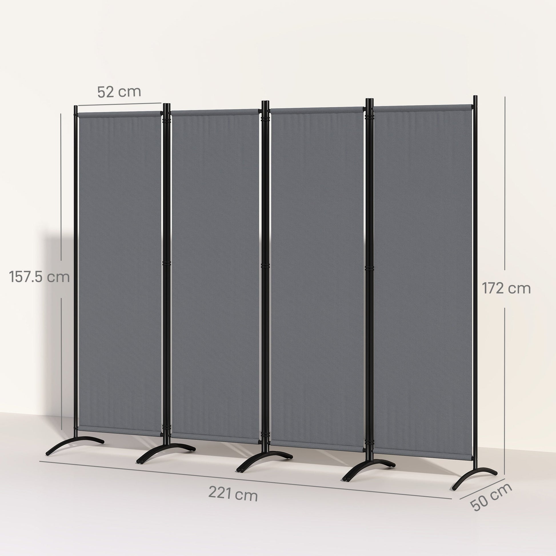 Outsunny 4 Panel Folding Outdoor Privacy Screen - Dark Grey - Clara Shade Sails - Outsunny - 