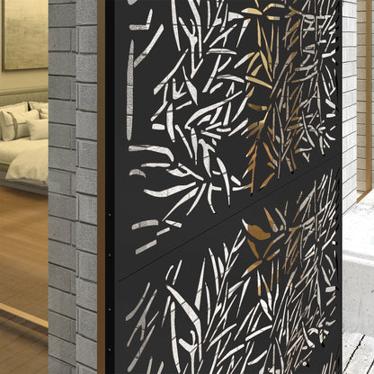 Outsunny Decorative Black Metal Garden Privacy Screen, Bamboo Style - Clara Shade Sails - Outsunny - 