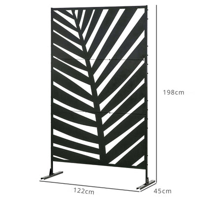 Outsunny Decorative Black Metal Garden Privacy Screen, Banana Leaf - Clara Shade Sails - Outsunny - 