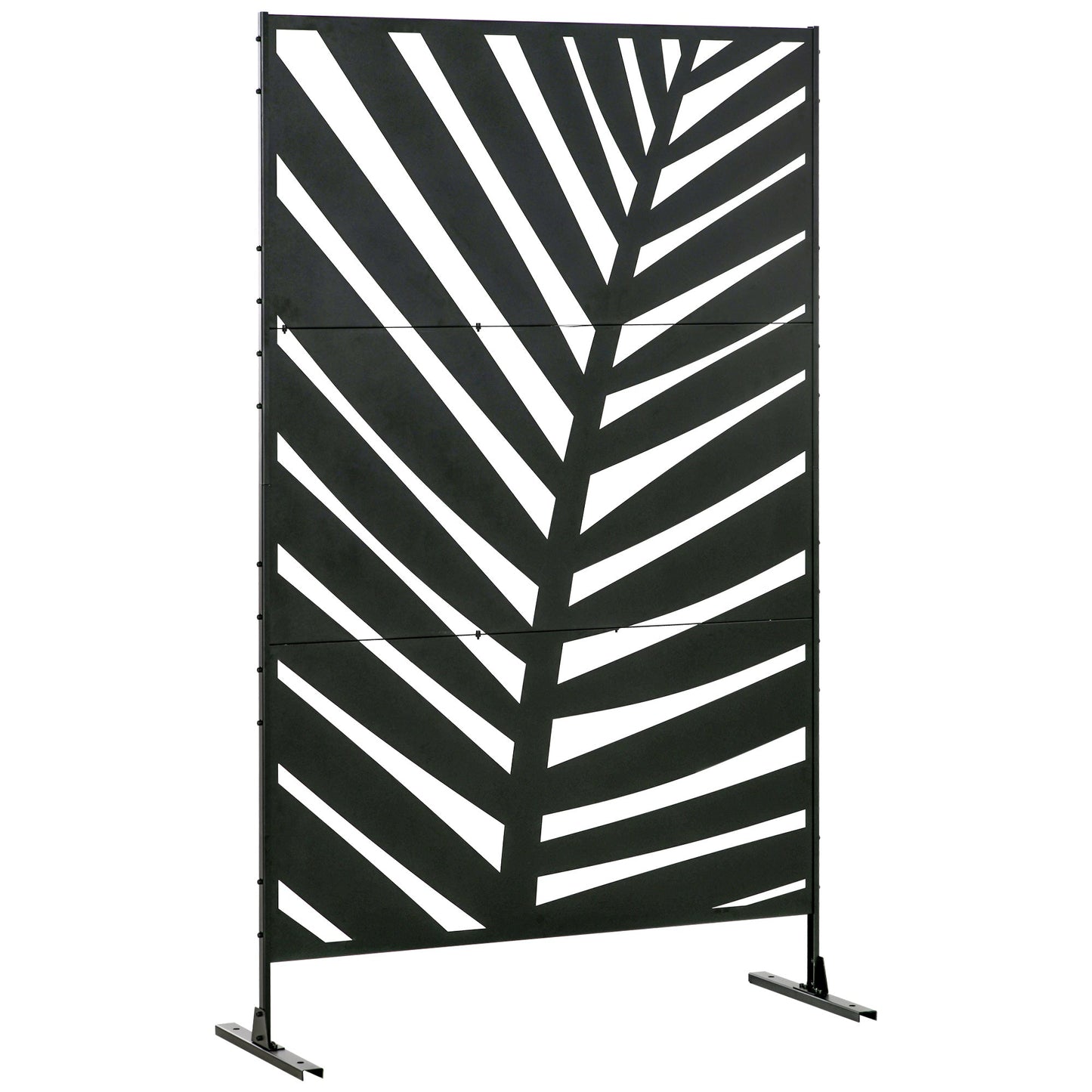 Outsunny Decorative Black Metal Garden Privacy Screen, Banana Leaf - Clara Shade Sails - Outsunny - 
