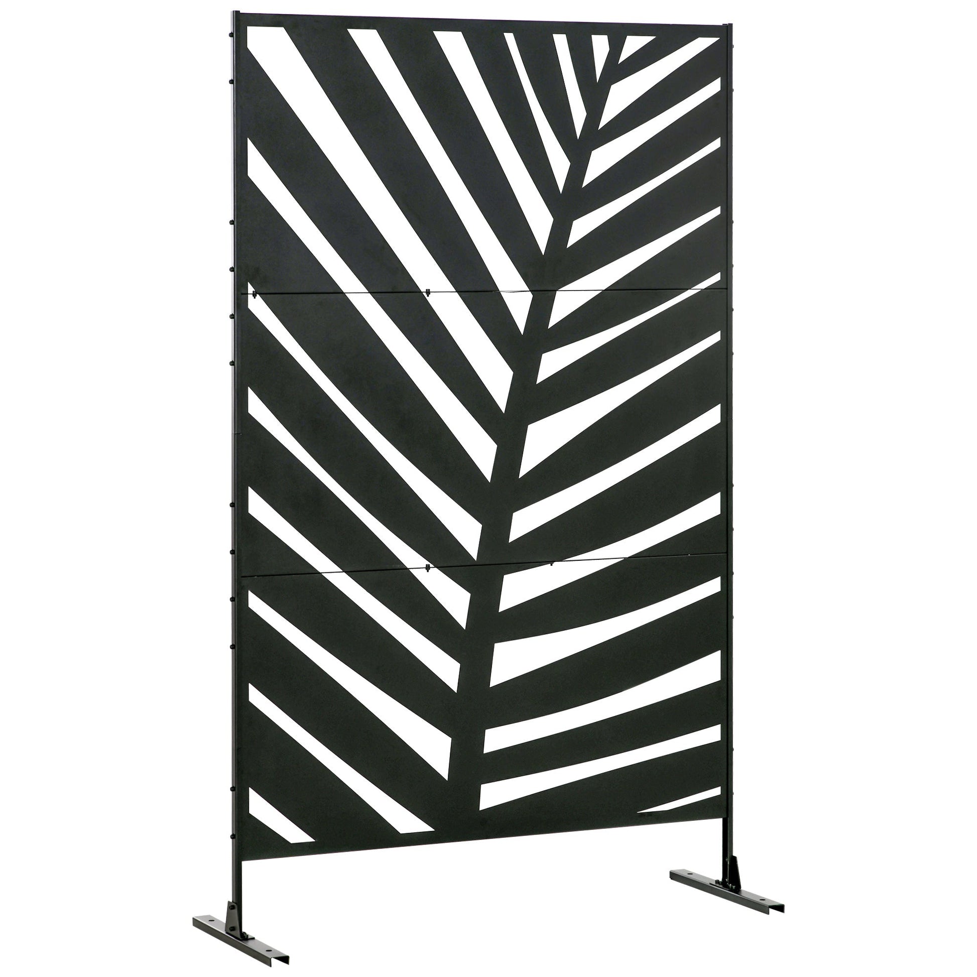 Outsunny Decorative Black Metal Garden Privacy Screen, Banana Leaf - Clara Shade Sails - Outsunny - 