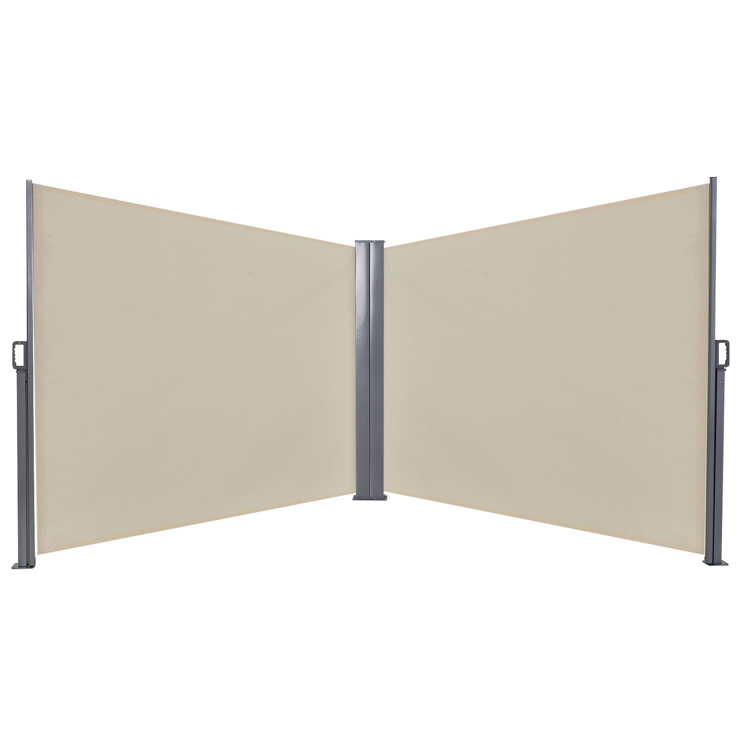 Outsunny Double Retractable Side Awning Privacy Screen, Beige - 6m x 1.6m - Clara Shade Sails - Outsunny - 