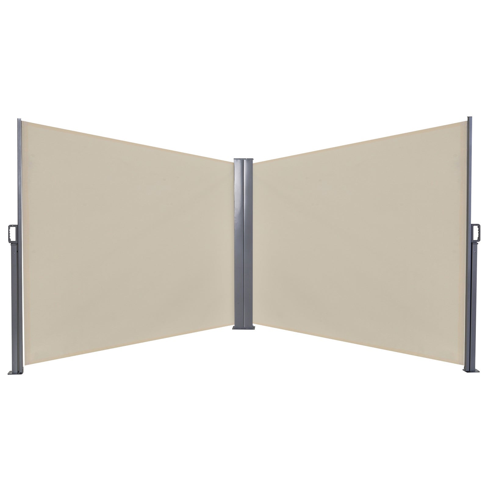 Outsunny Double Retractable Side Awning Privacy Screen, Beige - 6m x 1.6m - Clara Shade Sails - Outsunny - 