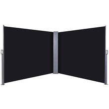 Outsunny Double Retractable Side Awning Privacy Screen, Black - 6m x 1.8m - Clara Shade Sails - Outsunny - 