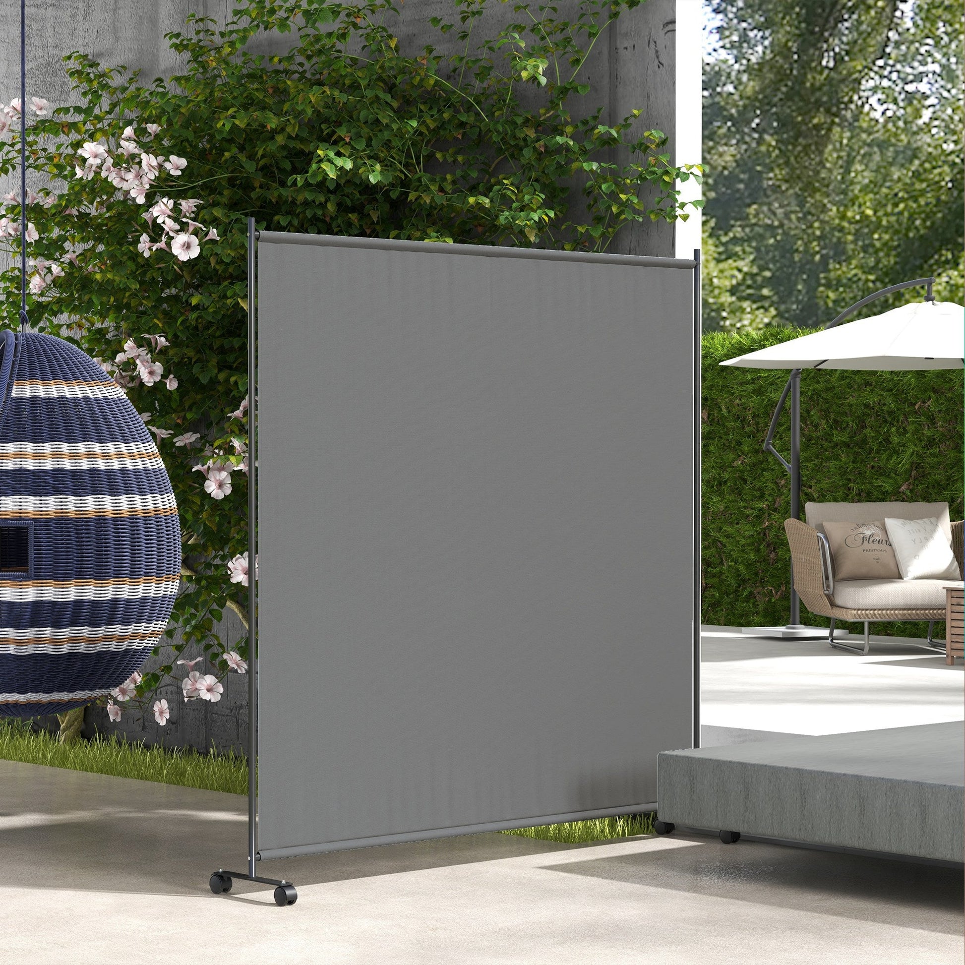Outsunny Outdoor Privacy Screen with Wheels - Dark Grey - Clara Shade Sails - Outsunny - 