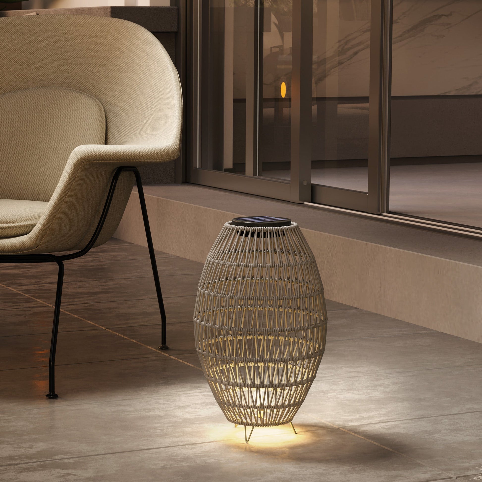 Outsunny Rattan Solar Outdoor Lamp, Brown or Grey - Clara Shade Sails - Outsunny - Grey - 