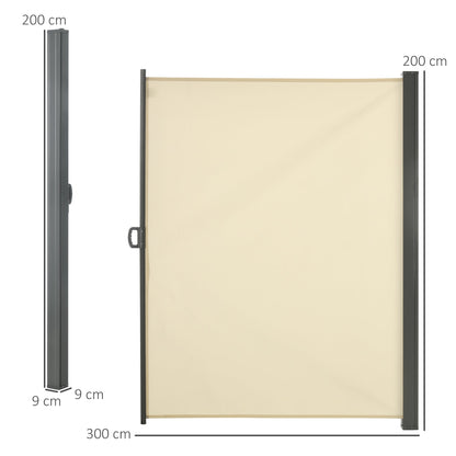 Outsunny Retractable Side Awning Privacy Screen 3m x 2M - Clara Shade Sails - Outsunny - 