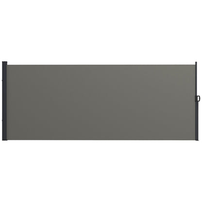 Outsunny Retractable Side Awning Privacy Screen, Black, Dark Grey or Khaki - 4m x 1.6m - Clara Shade Sails - Outsunny - Dark Grey - 