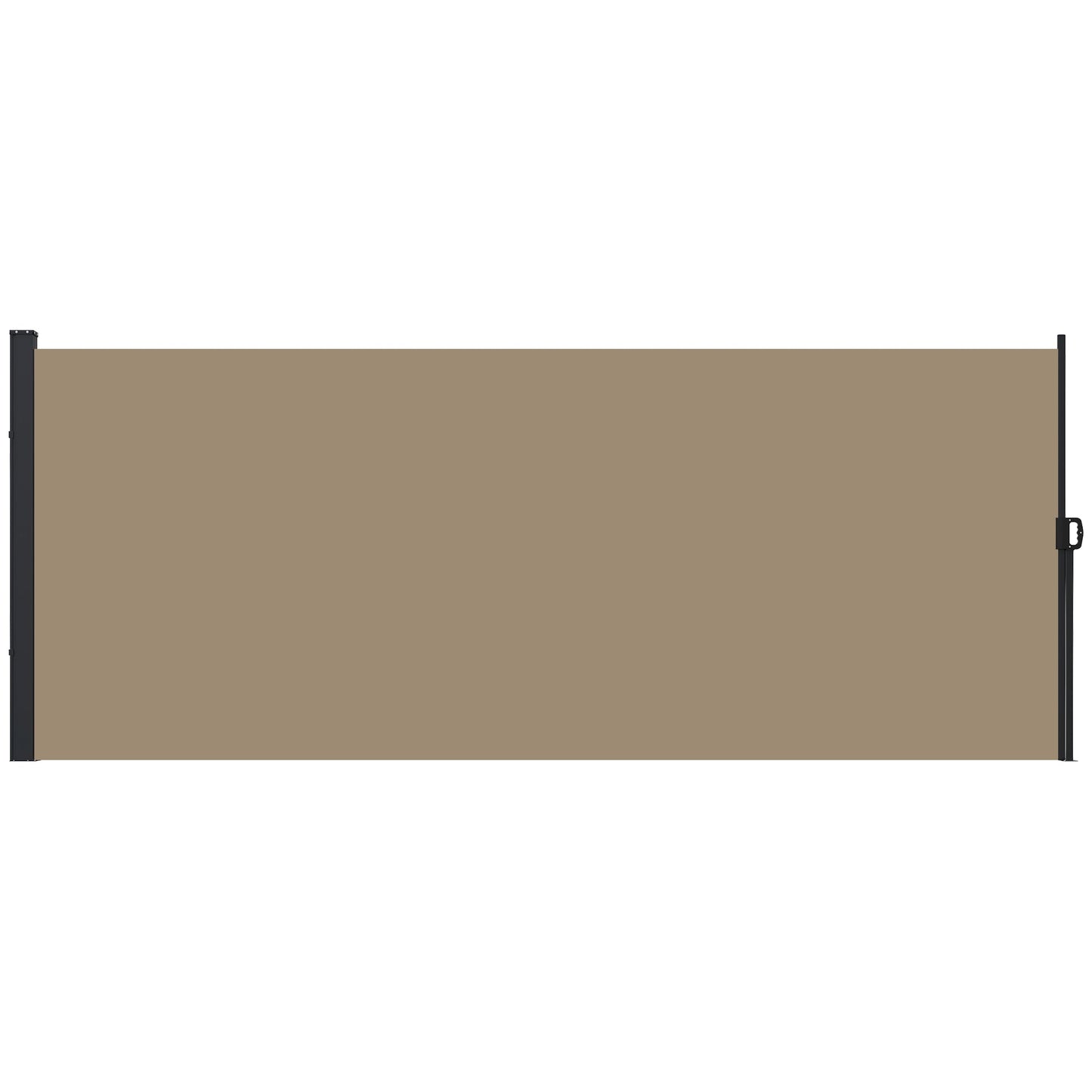 Outsunny Retractable Side Awning Privacy Screen, Black, Dark Grey or Khaki - 4m x 1.6m - Clara Shade Sails - Outsunny - Khaki - 