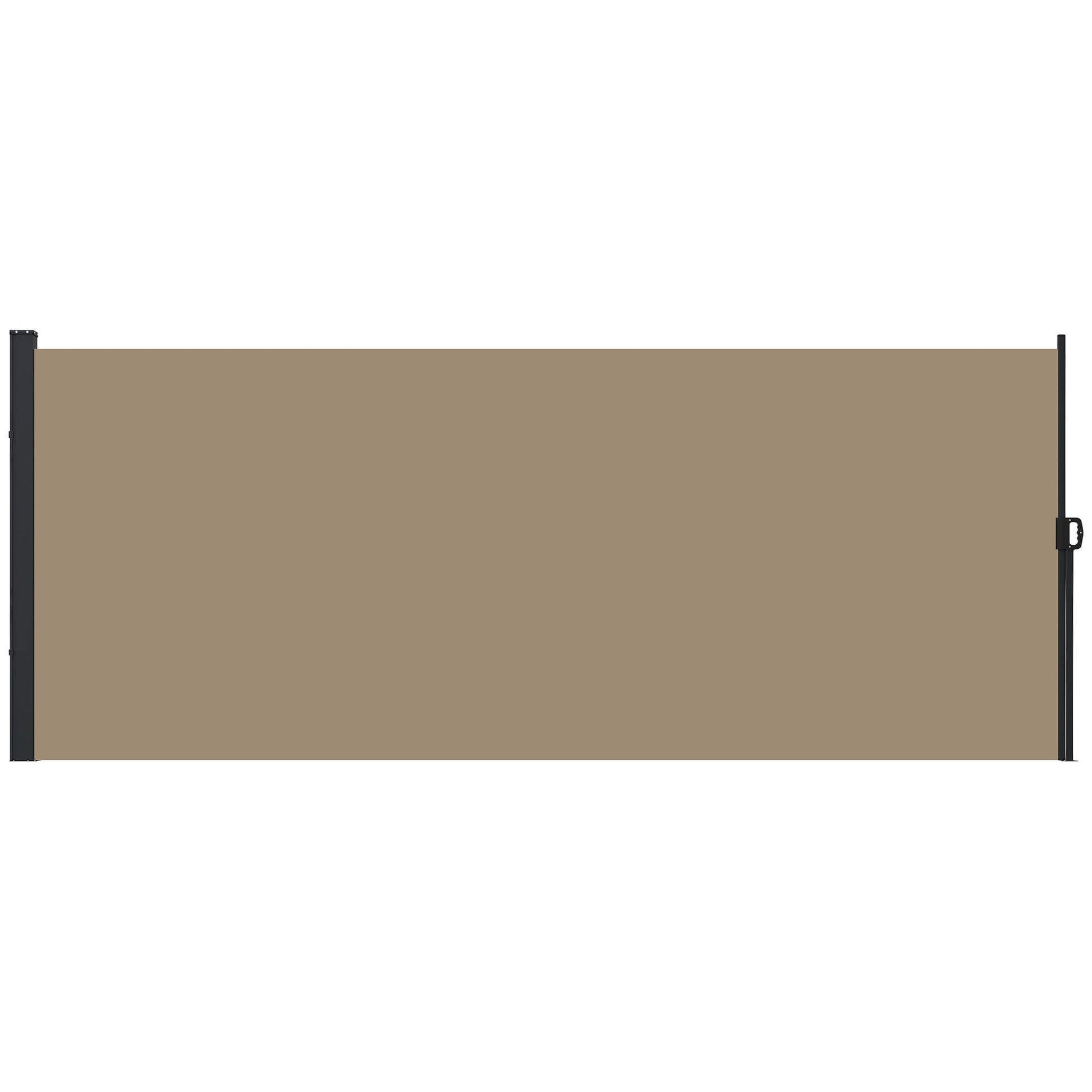 Outsunny Retractable Side Awning Privacy Screen, Black, Dark Grey or Khaki - 4m x 1.6m - Clara Shade Sails - Outsunny - Khaki - 
