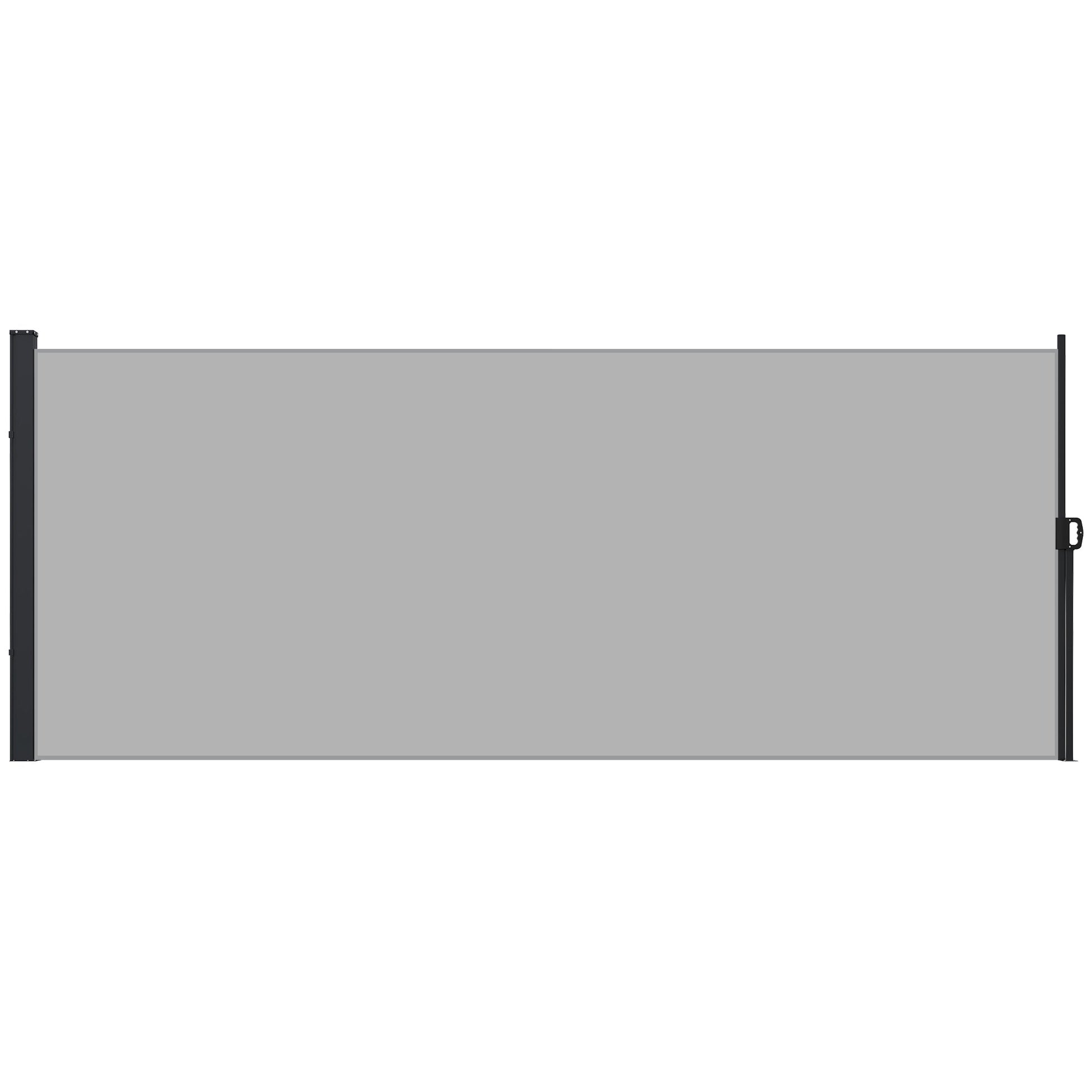 Outsunny Retractable Side Awning Privacy Screen, Black, Dark Grey or Light Grey - 4m x 1.8m - Clara Shade Sails - Outsunny - Light Grey - 