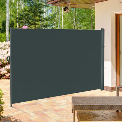 Outsunny Retractable Side Awning Privacy Screen, Cream or Grey - 3m x 2m - Clara Shade Sails - Outsunny - Grey - 