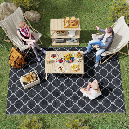 Outsunny Reversible Outdoor Garden Rug (182cm x 274cm) – Black & White or Grey & White - Clara Shade Sails - Outsunny - Grey & White - 
