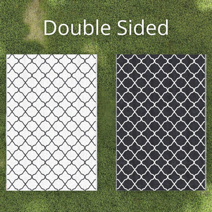Outsunny Reversible Outdoor Garden Rug (182cm x 274cm) – Black & White or Grey & White - Clara Shade Sails - Outsunny - Grey & White - 
