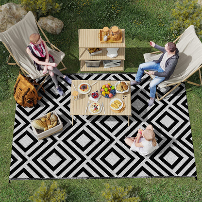 Outsunny Reversible Outdoor Garden Rug (182cm x 274cm) – Brown & White or Black & White - Clara Shade Sails - Outsunny - Brown & White - 