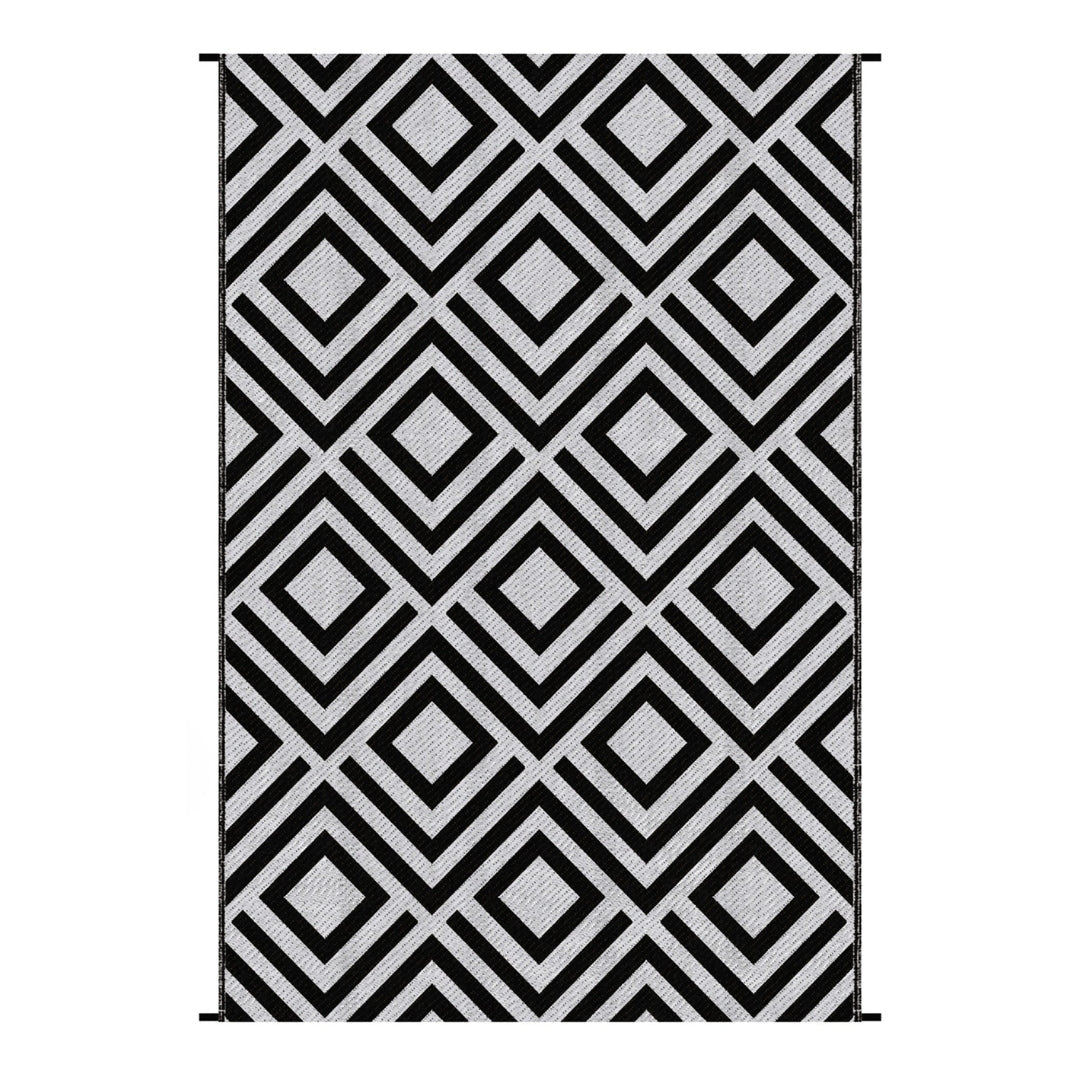 Outsunny Reversible Outdoor Garden Rug (182cm x 274cm) – Brown & White or Black & White - Clara Shade Sails - Outsunny - Black & White - 