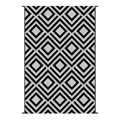 Outsunny Reversible Outdoor Garden Rug (182cm x 274cm) – Brown & White or Black & White - Clara Shade Sails - Outsunny - Black & White - 