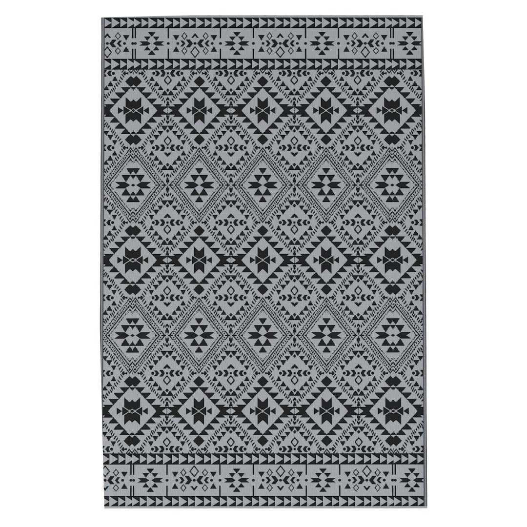 Outsunny Reversible Outdoor Garden Rug – Black & Grey (182cm x 274cm) - Clara Shade Sails - Outsunny - 
