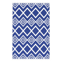 Outsunny Reversible Outdoor Garden Rug – Blue & White Geometric (182cm x 274cm) - Clara Shade Sails - Outsunny - 